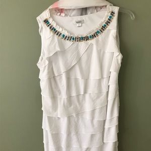 Women size 18 white dress. Worn once. Side zipper
